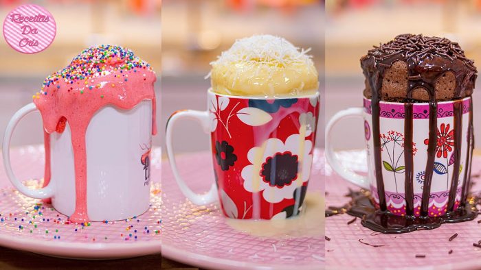 BOLO DE CANECA RECHEADO COM COBERTURA | MORANGO, COCO E CHOCOLATE | RECEITAS DA CRIS