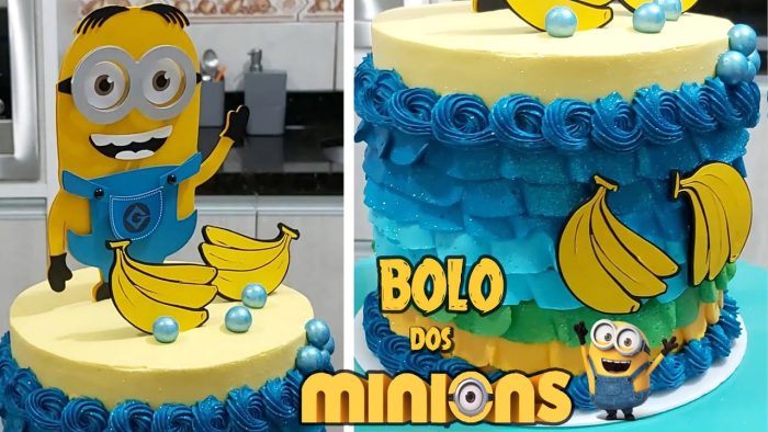 BOLO DOS MINIONS COM O BICO 126 E 6 MM / PARIS CAKE DESIGNER