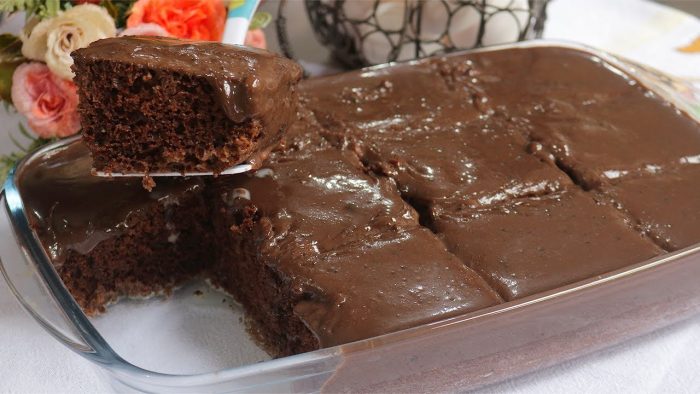 BOLO DE CHOCOLATE RÁPIDO E FÁCIL NA TRAVESSA COM MASSA MOLHADINHA E SUPER FOFA