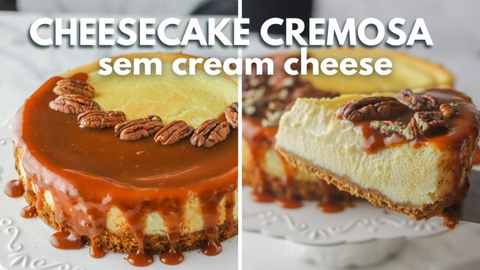 CHEESECAKE CREMOSA SEM CREAM CHEESE | COM CARAMELO SALGADO (SALTED CARAMEL CHEESECAKE) – MARAVILHOSA
