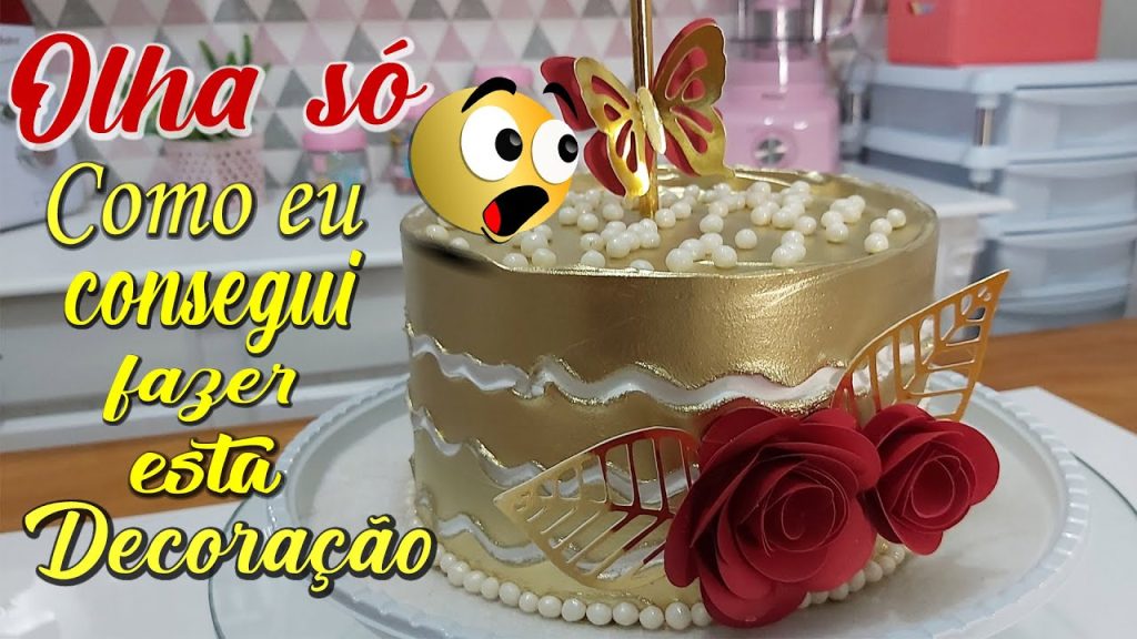 OLHA SÓ COMO FIZ  ESSA DECORAÇÃO / BOLO DOURADO COM TOPPER /PARIS CAKE DESIGNER
