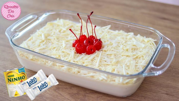 MOUSSE DE LEITE NINHO COM COBERTURA DE CHOCOLATE BRANCO | RECEITAS DA CRIS