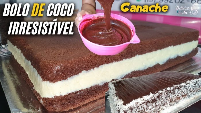 Bolo de coco com ganache – PERFEITO PARA SUA FESTA DE ANIVERSÁRIO |