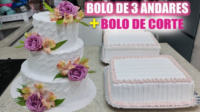 BOLO DE 3 ANDARES E BOLO DE CORTE PARA 130 PESSOAS➕   COMO EMBALAR BOLO DE CORTE @PARISCAKEDESIGNER