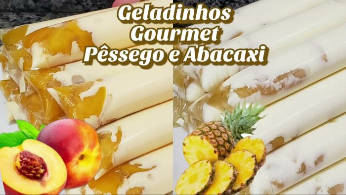 2 RECEITAS TOP DE VENDAS, GELADINHO GOURMET DE ABACAXI E DE PÊSSEGO