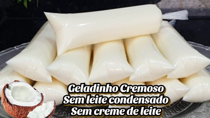 Fiz SEM leite condensado e SEM creme de leite, geladinho cremoso de coco