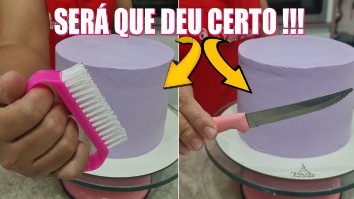 DECOREI UM BOLO COM UMA ESCOVA E UMA FACA 😱  SERÁ QUE FICOU BOM O RESULTADO @PARISCAKEDESIGNER