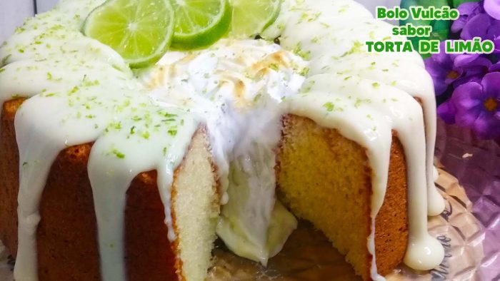 Bolo Caseiro Vulcão sabor TORTA DE LIMÃO! Que tal fazer para o DIA DAS MÃES? Simples e maravilhoso!