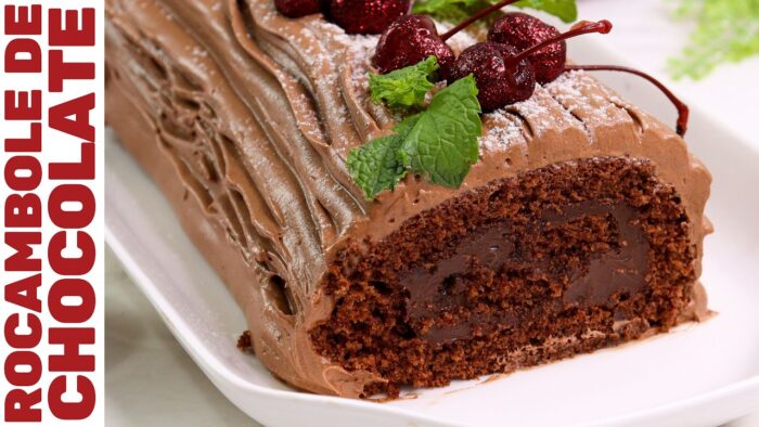 ROCAMBOLE DE CHOCOLATE COM RECHEIO CREMOSO! Super fofinho e Perfeito para o Natal!