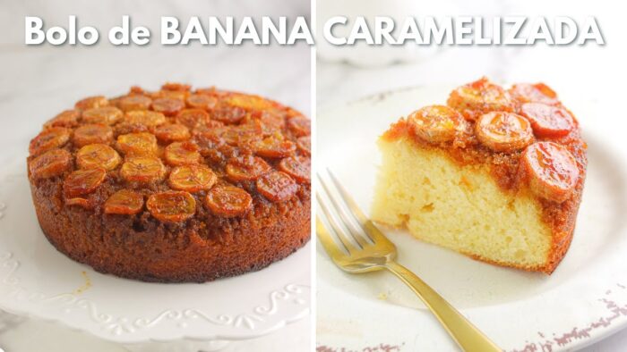 BOLO DE BANANA CARAMELADA | Bolo de banana caramelizada | fofinho e macio com MASSA AMANTEIGADA