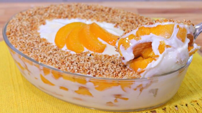 O MELHOR PAVÊ DE PÊSSEGO PARA O SEU ANO NOVO! | PAVÊ DE PÊSSEGO CREMOSO E FÁCIL